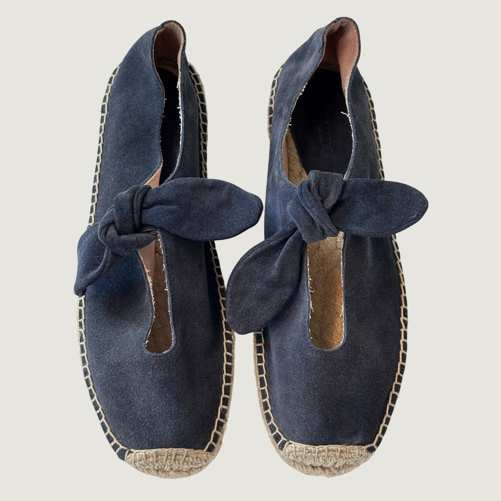 Bernardo Viola Espadrille Flats Navy Blue Womens 10 Suede‎ Knot Slip On Shoes